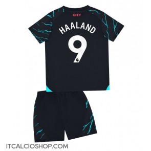 Manchester City Erling Haaland #9 Terza Maglia Bambino 2023-24 Manica Corta (+ Pantaloni corti)